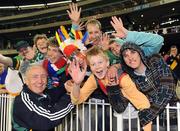 31 October 2008; Ireland manager Sean Boylan celebrates with Irish and Australian fans alike at the end of the game. Toyota International Rules Series, Australia v Ireland, Melbourne Cricket Ground, Melbourne, Australia. Picture credit: Ray McManus / SPORTSFILE