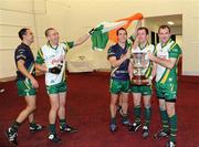 31 October 2008; Ireland players Paul Finlay, John keane, Aaron Kernan, Ciaran McKeever and Steven McDonnell celebrate with the Cormac McAnallen Cup in the dressing room area after the game. Toyota International Rules Series, Australia v Ireland, Melbourne Cricket Ground, Melbourne, Australia. Picture credit: Ray McManus / SPORTSFILE