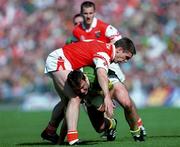 2 September 2000; Denis O'Dwyer of Kerry in action against Kieran McGeeney of Armagh during the Bank of Ireland All-Ireland Senior Football Championship Semi-Final Replay match between Kerry and Armagh at Croke Park in Dublin. Photo by Brendan Moran/Sportsfile