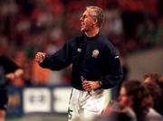 2 September 2000; Republic of Ireland manager Mick McCarthy celebrates following the World Cup Internaltional Championship Qualifing match between Holland and the Republic of Ireland at Amsterdam Arena in Amsterdam, Holland. Photo by David Maher/Sportsfile