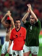2 September 2000; Republic of Ireland's Richard Dunne celebrates following the World Cup Internaltional Championship Qualifing match between Holland and the Republic of Ireland at Amsterdam Arena in Amsterdam, Holland. Photo by David Maher/Sportsfile