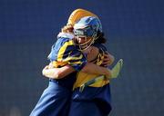 3 September 2000; Emily Hayden of Tipperary, left, celebrates with team mate Noelle Kennedy during the All-Ireland Senior Camogie Championship Final match between Tipperary and Cork at Croke Park in Dublin. Photo by Pat Murphy/Sportsfile
