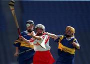 3 September 2000; Sara Hayes of Cork in action against  Caitriona Hennessy, left, and Emily Hayden of Tipperary during the All-Ireland Senior Camogie Championship Final match between Tipperary and Cork at Croke Park in Dublin. Photo by Pat Murphy/Sportsfile