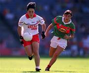 2 September 2000; Eilis Gormley, left, of  Tyrone during the All-Ireland Ladies Senior Football Championship Semi-final match between Mayo and Tyrone at Croke Park in Dublin. Photo by Brendan Moran/Sportsfile