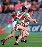 2 September 2000;Shauna McGill of Tyrone in action against Christina Heffernan of Mayo during the All-Ireland Ladies Senior Football Championship Semi-final match between Mayo and Tyrone at Croke Park in Dublin. Photo by Brendan Moran/Sportsfile