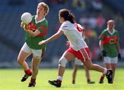 2 September 2000; Cora Staunton of Mayo, in action against Connie Fox of Tyrone during the All-Ireland Ladies Senior Football Championship Semi-final match between Mayo and Tyrone at Croke Park in Dublin. Photo by Brendan Moran/Sportsfile