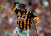 10 September 2000; DJ Carey of Kilkenny celebrates scoring his sides first goal during the All-Ireland Senior Hurling Championship Final match between Kilkenny and Offaly at Croke Park in Dublin. Photo by Ray McManus/Sportsfile