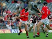 10 September 2000; Setanta O'hAilpin of Cork shoots to score his sides first goal during the All-Ireland Minor Hurling Championship Final match between Cork and Galway at Croke Park in Dublin. Photo by Matt Browne/Sportsfile