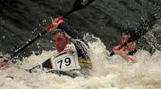 9 September 2000; Donal MacIntyre competing in the Senior Racing Kayak Doubles, Liffey Descent at the Strawberry Beds in Dublin. Photo by Aoife Rice/Sportsfile