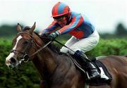 9 September 2000; King Charlemagne, with Mick Kinane, on his way to win the Beecheood European Breeders Fund Maiden during horse racing from Leopardstown in Dublin. Photo by Matt Browne/Sportsfile