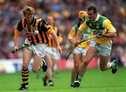 10 September 2000; John Powe of Kilkenny in action against Kevin Martin of Offaly during the All-Ireland Senior Hurling Championship Final match between Kilkenny and Offaly at Croke Park in Dublin. Photo by Damien Eagers/Sportsfile