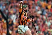 10 September 2000; Henry Shefflin of Kilkenny celebrates after scoring his second goal during the All-Ireland Senior Hurling Championship Final match between Kilkenny and Offaly at Croke Park in Dublin. Photo by Ray McManus/Sportsfile
