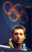 14 September 2000; Australian swimming star Ian Thorpe, whose coach said that he would break world records at these Games, pictured at the Australian Swimming Team Press Conference. main Press Centre, Sydney Olympic Park. Homebush Bay, Sydney, Australia. Photo by Brendan Moran/Sportsfile