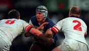 15 September 2000; Girvan Dempsey of Leinster is tackled by Russell Nelson, left, and Ritchie Weir of Ulster during the Guinness Interprovincial Rugby Championship match between Leinster and Ulster at Donnybrook in Dublin. Photo by Matt Browne/Sportsfile