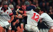 15 September 2000; Victor Costello of Leinster is tackled by Jonathan Bell, right, and Brad Free of Ulster during the Guinness Interprovincial Rugby Championship match between Leinster and Ulster at Donnybrook in Dublin. Photo by Matt Browne/Sportsfile