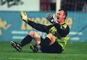 15 September 2000; Bohemians goalkeeper Wayne Russell after conceeding a goal during the Eircom League Premier Division match between Shelbourne and Bohemians at Tolka Park in Dublin. Photo by David Maher/Sportsfile
