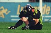 15 September 2000; Bohemians goalkeeper Wayne Russell after conceeding a goal during the Eircom League Premier Division match between Shelbourne and Bohemians at Tolka Park in Dublin. Photo by David Maher/Sportsfile