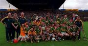 17 September 2000; Kerry team celebrate their victory over Meath following the All-Ireland Minor B Hurling Championship Final match between Kerry and Meath at Semple Stadium in Thurles, Tipperary. Photo by Ray McManus/Sportsfile