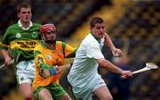 17 September 2000; Kerry goalkeeper Pa Enright in action against John Gleeson of Meath during the All-Ireland Minor B Hurling Championship Final match between Kerry and Meath at Semple Stadium in Thurles, Tipperary. Photo by Ray McManus/Sportsfile