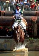 18 September 2000; Ireland's Virginia McGrath riding The Yellow Earl clears the water jump during the Cross Country discipline of the Team 3 Day Eventing. Horsley Park Equestrian Centre, Sydney West, Australia. Photo by Brendan Moran/Sportsfile