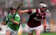 17 September 2000; David Forde of Galway in action against John Meskell of Limerick during the All Ireland Under-21 Hurling Championship Final match between Galway and Limerick at Semple Stadium in Thurles, Tipperary. Photo by Damien Eagers/Sportsfile