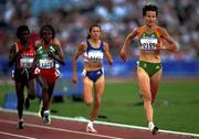 22 September 2000; Ireland's Sonia O'Sullivan (2155) leads her rivals, from left, Lydia Cheromei (2398), Gete Wami (1676) and Jo Pave (1841) down the finishing straight to win the first of the Women's 5000m heats. Stadium Australia, Sydney Olympic Park. Homebush Bay, Sydney, Australia. Photo by Brendan Moran/Sportsfile
