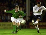 22 September 2000; Glen Whelan of Republic of Ireland in action against Kris Taylor of England during the  Under16 International friendly match between England and Republic of Ireland at Bescot Stadium in Walsall, England. Photo by David Maher/Sportsfile