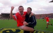 24 September 2000: Mark O'Connor of Cork celebrates after the All Ireland Minor Football Championship Final match between Cork and Mayo at Croke Park in Dublin. Photo by Ray McManus/Sportsfile