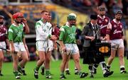 17 September 2000; Donnacha Sheehan of Limerick leads his team in the pre match parade during the All Ireland Under-21 Hurling Championship Final match between Galway and Limerick at Semple Stadium in Thurles, Tipperary. Photo by Damien Eagers/Sportsfile