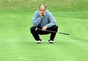 23 September 2000; John Curran of Elm Park lines up a putt on the 6th during the Bulmers Jimmy Bruen Shield Final at Lahinch Golf Course, Lahinch in Clare. Photo by Ray McManus/Sportsfile