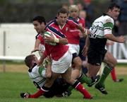 23 September 2000; Jeremy Staunton of Munster is tackled by Bryan Shelbourne of Connacht during the Guinness Interprovincial Rugby Championship match between Connacht and Munster at the Sportsground in Galway. Photo by Matt Browne/Sportsfile