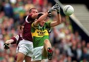 24 September 2000; Sean de Paor of Galway goes up for the ball with Aodhan Mac Gearilt of Kerry during the Bank of Ireland All-Ireland Football Championship Final Replay between Galway and Kerry at Croke Park in Dublin. Photo by Ray McManus/Sportsfile
