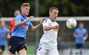 23 July 2015; Boris Sekulic, Slovan Bratislava, in action against Ryan Swan, UCD. UEFA Europa League, Second Qualifying Round, Second Leg, UCD v Slovan Bratislava. UCD Bowl, Belfield, Dublin. Picture credit: Matt Browne / SPORTSFILE