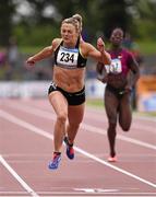 24 July 2015; Kelly Proper, Ireland, on her way to winning The Aon Women's International 200m event. Morton Games International Athletics Meeting. Morton Stadium, Santry, Co. Dublin. Picture credit: Stephen McCarthy / SPORTSFILE