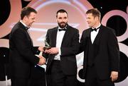 7 November 2008; Ryan McMenamin, of Tyrone, is presented with his GPA award by Dave Sheeran, Managing Director, OPEL Ireland, left, and Dessie Farrell, Chief Executive, Gaelic Players Association, during the 2008 Opel Gaelic Players of the Year awards for Hurling and Football. Citywest Hotel, Conference, Leisure & Golf Resort, Dublin. Picture credit: Brendan Moran / SPORTSFILE