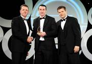7 November 2008; Eoin Larkin, of Kilkenny, is presented with his OPEL GPA award by Dave Sheeran, Managing Director, OPEL Ireland, left, and Dessie Farrell, Chief Executive, Gaelic Players Association, during the 2008 Opel Gaelic Players of the Year awards for Hurling and Football. Citywest Hotel, Conference, Leisure & Golf Resort, Dublin. Picture credit: Brendan Moran / SPORTSFILE