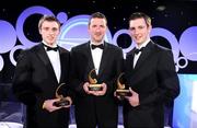 7 November 2008; Tipperary players, from left, Shane McGrath, Brendan Cummins and Conor O'Mahony with their OPEL GPA awards during the 2008 Opel Gaelic Players of the Year awards for Hurling and Football. Citywest Hotel, Conference, Leisure & Golf Resort, Dublin. Picture credit: Brendan Moran / SPORTSFILE