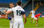 25 July 2015; Kildare's Padraig O'Neill celebrates with team-mate Fergal Conway after the game. GAA Football All-Ireland Senior Championship, Round 4A, Kildare v Cork. Semple Stadium, Thurles, Co. Tipperary. Picture credit: Piaras Ó Mídheach / SPORTSFILE