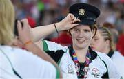 24 July 2015; Team Ireland’s Lydia McGowan, a member of Bray Lakers Special Olympics Club, from Leeson Street, Dublin City Centre, is photographed during the opening ceremony of the Special Olympics World Summer Games. LA Memorial Coliseum, Los Angeles, United States. Picture credit: Ray McManus / SPORTSFILE