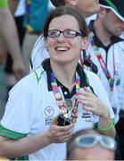24 July 2015; Team Ireland’s Rachel Ryan, a member of Ormond Special Olympics Club, from Templemore, Co Tipperary, during the opening ceremony of the Special Olympics World Summer Games. LA Memorial Coliseum, Los Angeles, United States. Picture credit: Ray McManus / SPORTSFILE