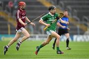 26 July 2015; Michael Mackey, Limerick, in action against Tom Monaghan, Galway. Electric Ireland GAA Hurling All-Ireland Minor Championship, Quarter-Final, Limerick v Galway. Semple Stadium, Thurles, Co. Tipperary. Picture credit: Stephen McCarthy / SPORTSFILE