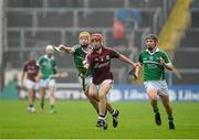 26 July 2015; Jack Grealish, Galway, in action against Darragh Carroll, Limerick. Electric Ireland GAA Hurling All-Ireland Minor Championship, Quarter-Final, Limerick v Galway. Semple Stadium, Thurles, Co. Tipperary. Picture credit: Dáire Brennan / SPORTSFILE