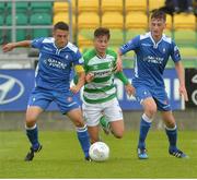 26 July 2015; Luke Byrne, Shamrock Rovers, jostles for space with Shane Duggan, Limerick FC. SSE Airtricity League, Premier Division, Shamrock Rovers v Limerick. Tallaght Stadium, Tallaght, Co. Dublin. Picture credit: Sam Barnes / SPORTSFILE