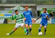 26 July 2015; Luke Byrne, Shamrock Rovers, tackles Darragh Rainsford in front of Lee Lynch, both Limerick. SSE Airtricity League, Premier Division, Shamrock Rovers v Limerick. Tallaght Stadium, Tallaght, Co. Dublin. Picture credit: Sam Barnes / SPORTSFILE