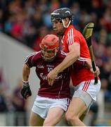 26 July 2015; Conor Whelan, Galway, in action against Mark Ellis, Cork. GAA Hurling All-Ireland Senior Championship, Quarter-Final, Galway v Cork. Semple Stadium, Thurles, Co. Tipperary. Picture credit: Dáire Brennan / SPORTSFILE