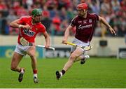 26 July 2015; Aidan Walsh, Cork, in action against Joe Canning, Galway. GAA Hurling All-Ireland Senior Championship, Quarter-Final, Galway v Cork. Semple Stadium, Thurles, Co. Tipperary. Picture credit: Piaras Ó Mídheach / SPORTSFILE