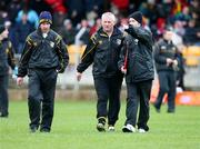 9 November 2008; Crossmaglen Rangers manager, Donal Murtagh, centre, comes off at half-time with selectors, Martin Califf, left, and Seamus McGeown. AIB Ulster Senior Club Football Championship quarter-final, Crossmaglen Rangers v St Patrick's, St Oliver Plunkett Park, Crossmaglen, Co. Armagh. Picture credit: Oliver McVeigh / SPORTSFILE