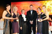 8 November 2008; Galway Camogie All-Star's, from left, Jessica Gill, Sinead Calahan and Therese Maher with President of the Camogie Association Liz Howardm Guest of Honour - Tipperary hurler - Brendan Cummins and Sinead O'Connor, Ard Stiurthoir of the Camogie Association, at the Camogie All-Star Awards 2008 in association with O’Neills, Citywest Hotel, Conference, Leisure & Golf Resort, Dublin. Picture credit: Ray McManus / SPORTSFILE