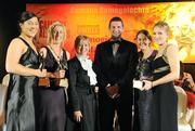 8 November 2008; Galway Camogie All-Star's, from left, Jessica Gill, Sinead Calahan and Therese Maher with President of the Camogie Association Liz Howardm Guest of Honour - Tipperary hurler - Brendan Cummins and Sinead O'Connor, Ard Stiurthoir of the Camogie Association, at the Camogie All-Star Awards 2008 in association with O’Neills, Citywest Hotel, Conference, Leisure & Golf Resort, Dublin. Picture credit: Ray McManus / SPORTSFILE