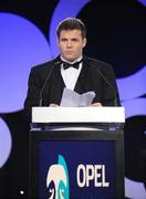 7 November 2008; Dessie Farrell, Chief Executive of the GPA, delivering his speech during the 2008 Opel Gaelic Players of the Year awards for Hurling and Football. Citywest Hotel, Conference, Leisure & Golf Resort, Dublin. Picture credit: Brendan Moran / SPORTSFILE